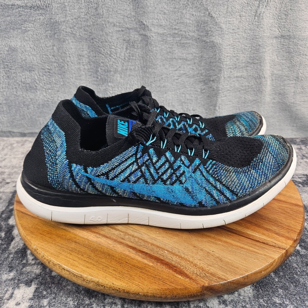 Nike Free 4.0 Flyknit Shoes Mens 10.5 Blue Lagoon Athletic Running Sneakers